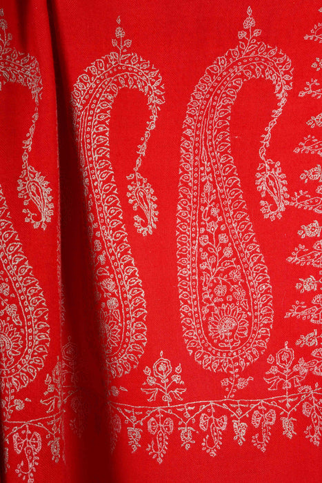 Red Big Border Embroidery Cashmere Pashmina Shawl