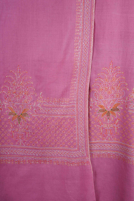 Pink Base Big Border Embroidery Cashmere Pashmina Shawl