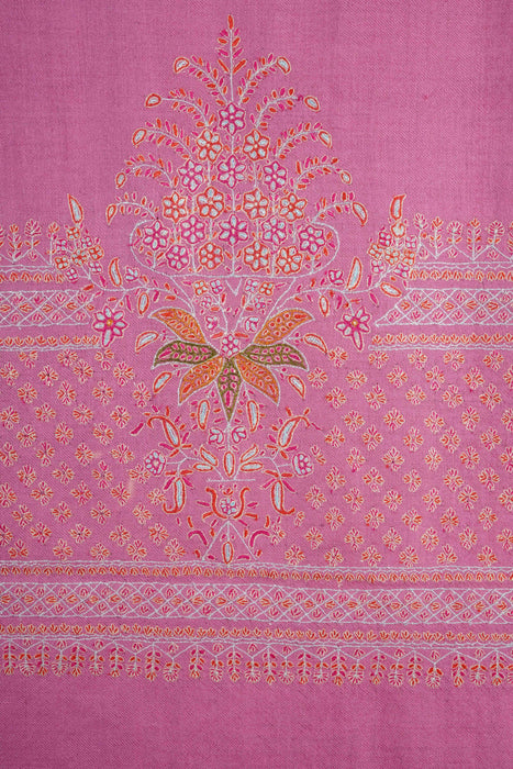 Pink Base Big Border Embroidery Cashmere Pashmina Shawl