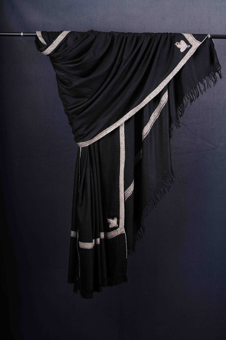 3 yard Black Base Embroidery Cashmere Pashmina Shawl