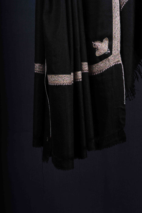 3 yard Black Base Embroidery Cashmere Pashmina Shawl
