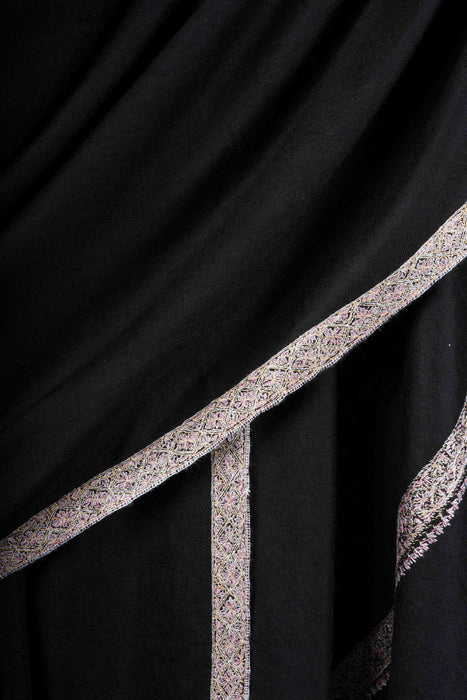 3 yard Black Base Embroidery Cashmere Pashmina Shawl