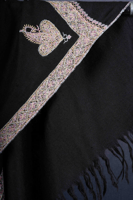 3 yard Black Base Embroidery Cashmere Pashmina Shawl
