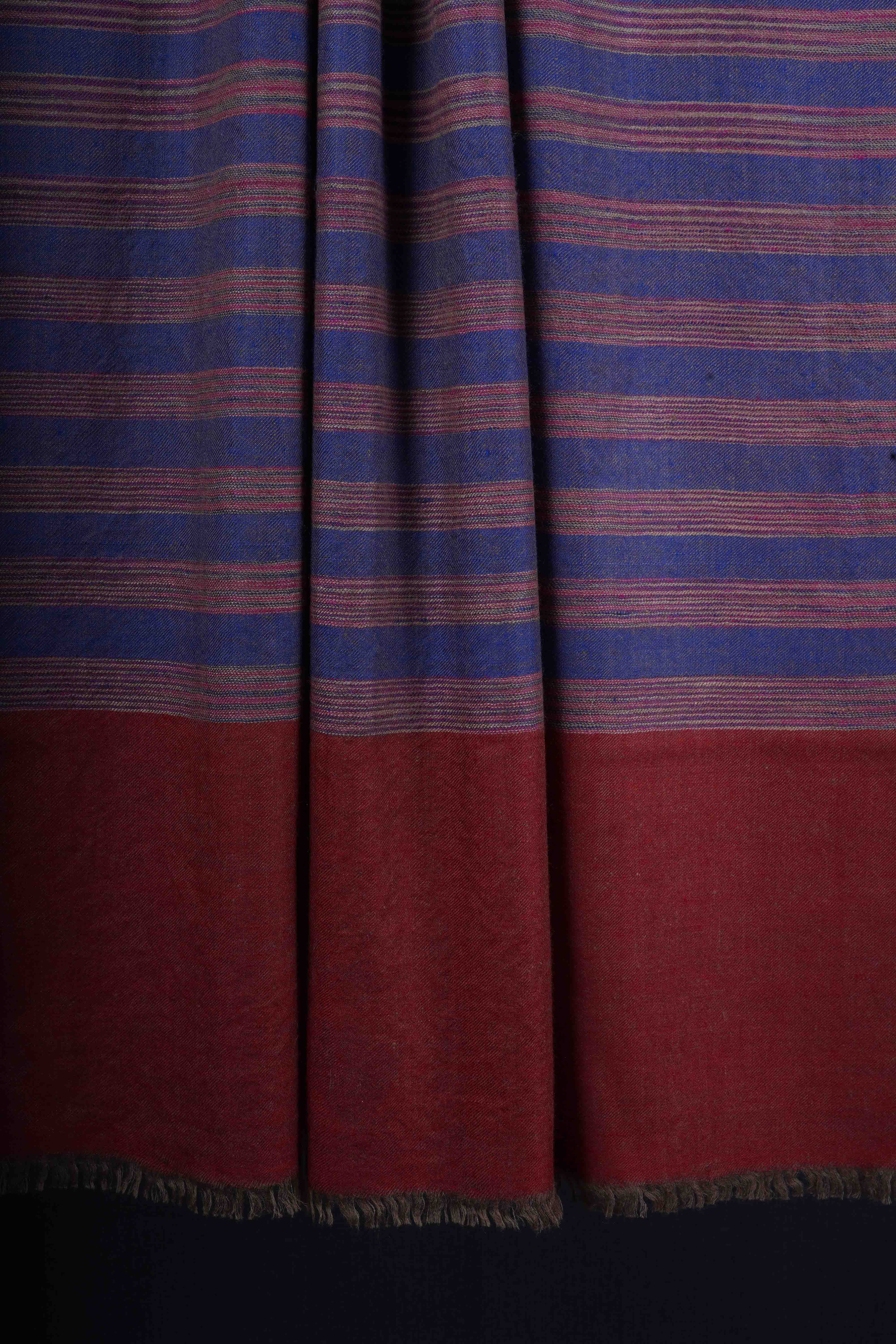 Blue Handwoven Striped Cashmere Pashmina Shawl