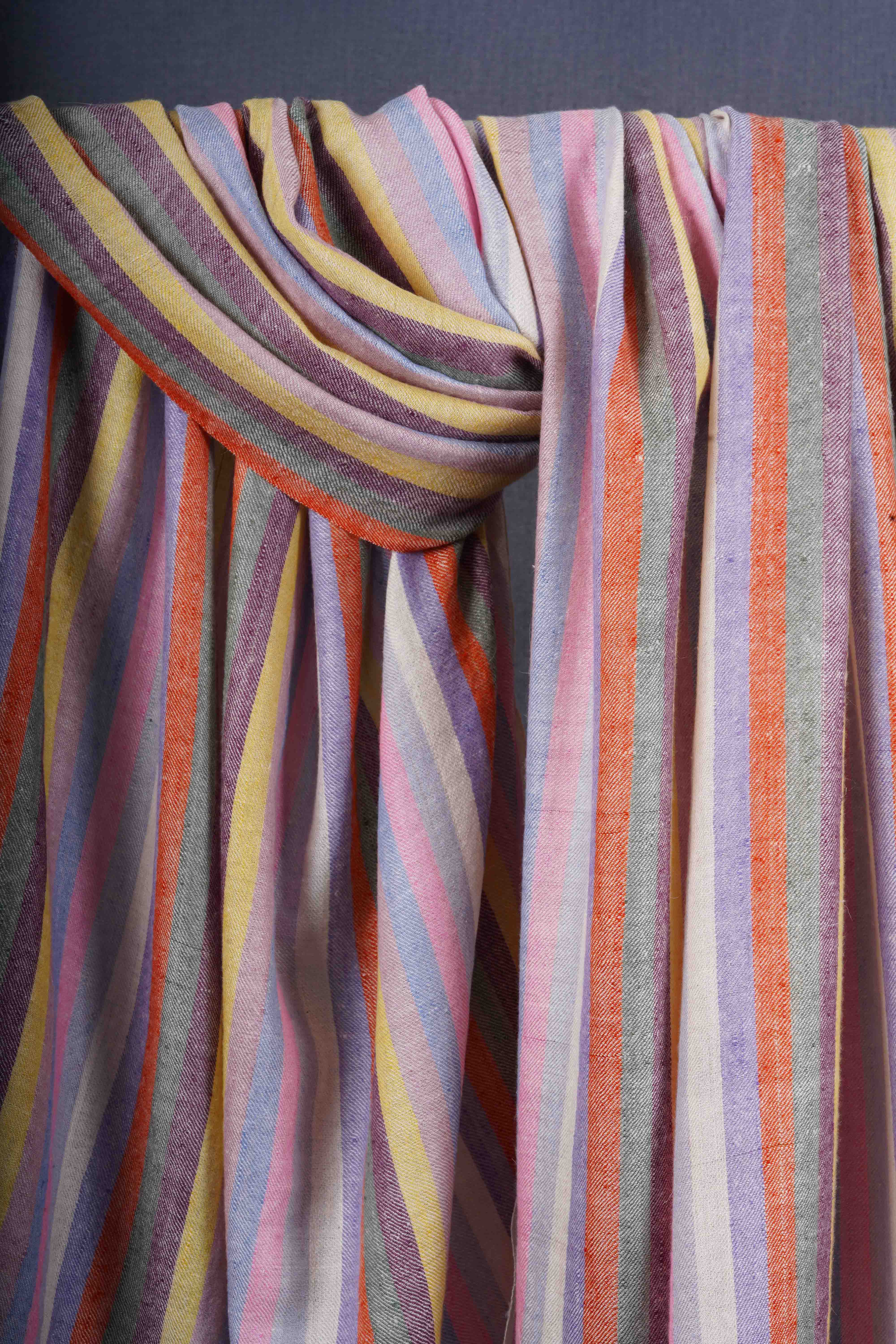 Multi Color Striped Handwoven Cashmere Pashmina Shawl