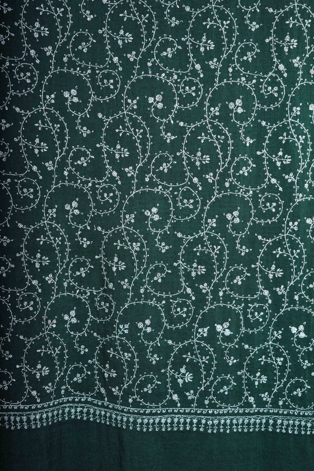 Green Base Jali Embroidery Cashmere Pashmina Shawl
