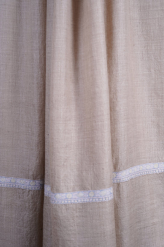 3 Yard Pashmina Border Embroidery Shawl in Light Natural Base