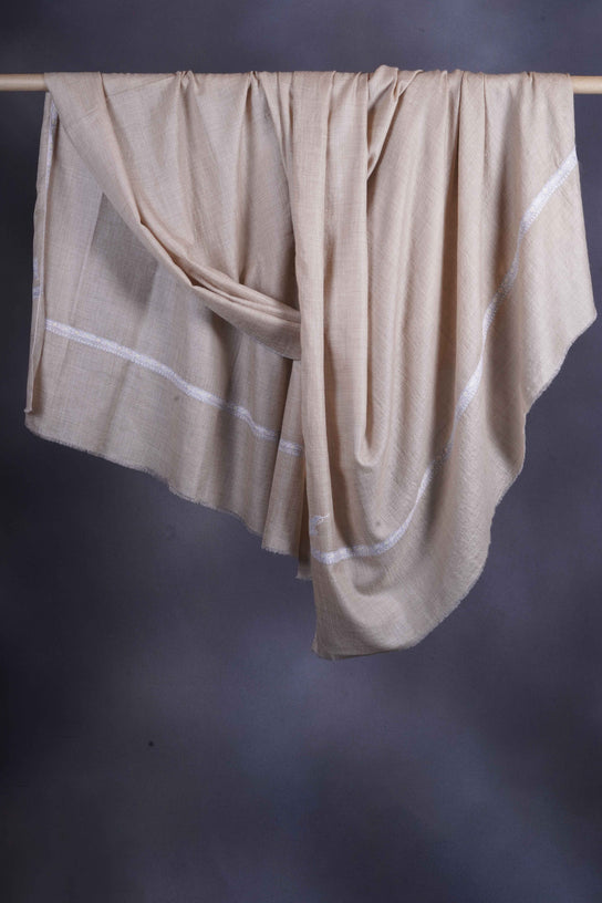 3 Yard Pashmina Border Embroidery Shawl in Light Natural Base
