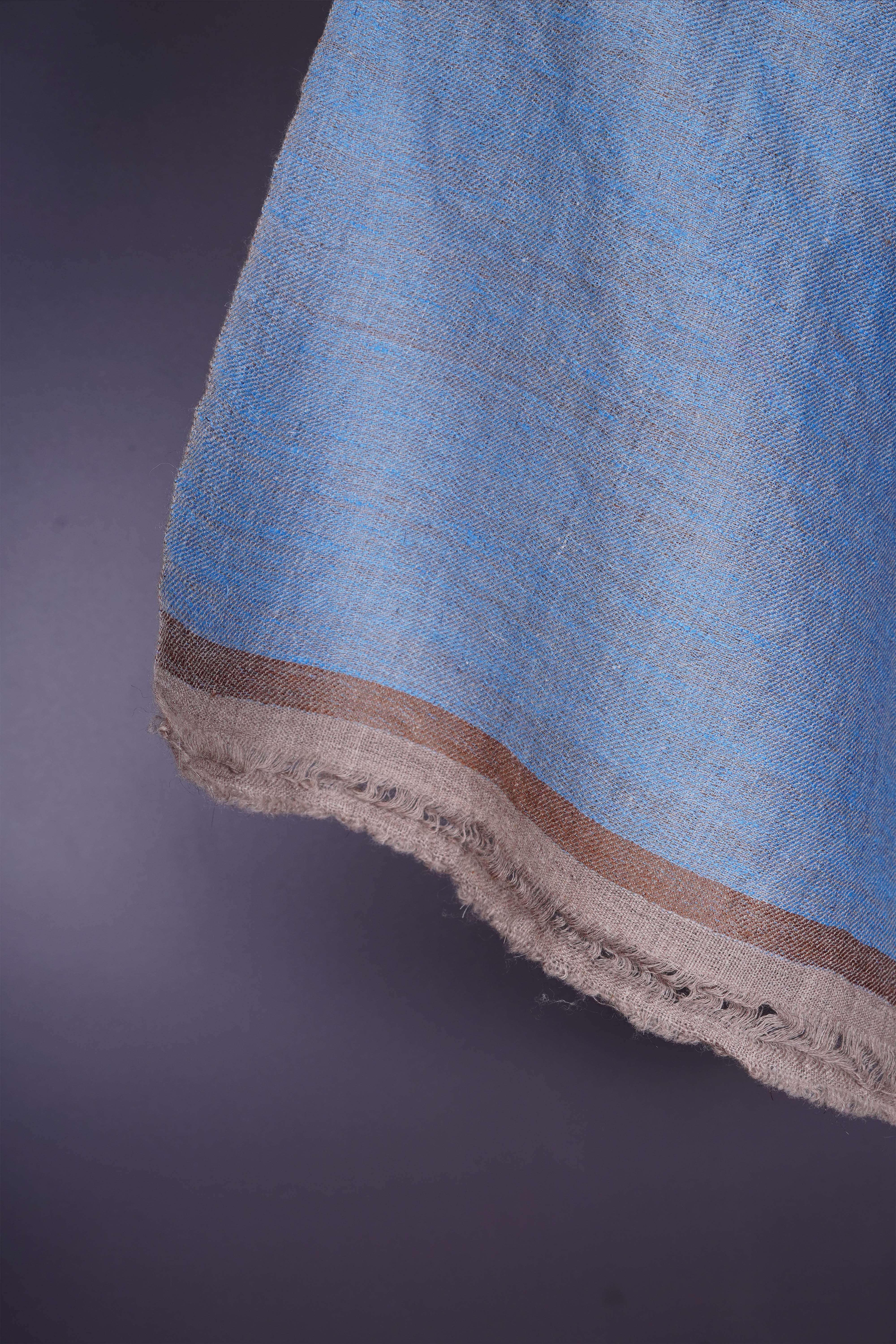 Reversible Dark Beige & Sky Blue Cashmere Pashmina Shawl