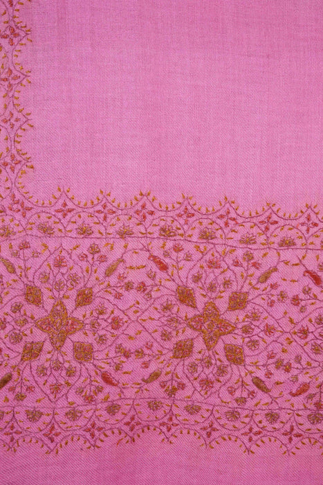 Pink Base Big Border Embroidery Cashmere Pashmina Shawl