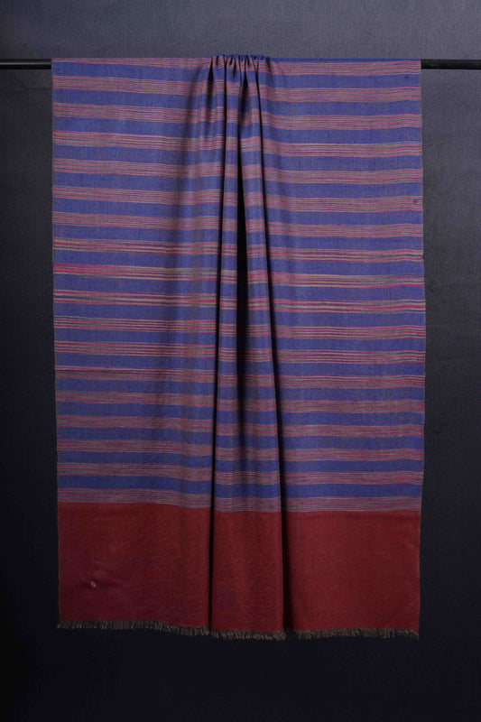 Blue Handwoven Striped Cashmere Pashmina Shawl