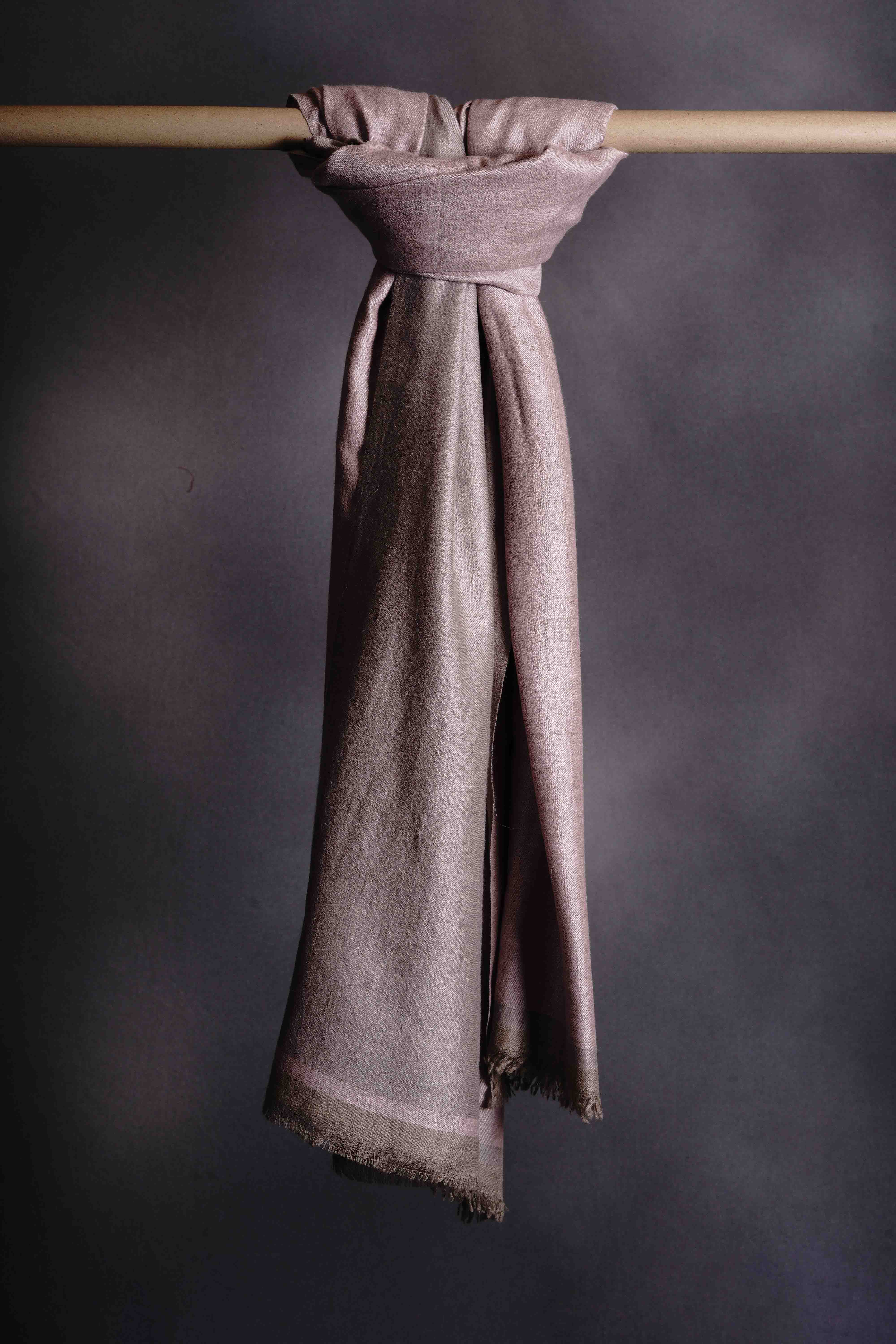 Reversible Light Pink And Grey Handwoven Cashmere Pashmina Shawl