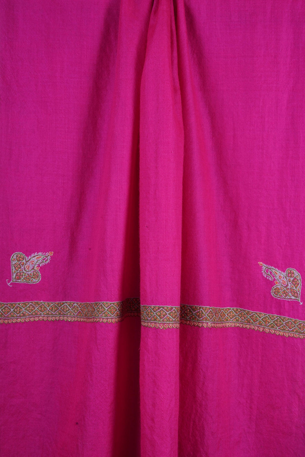 Pink Border Embroidery Cashmere Pashmina Scarf
