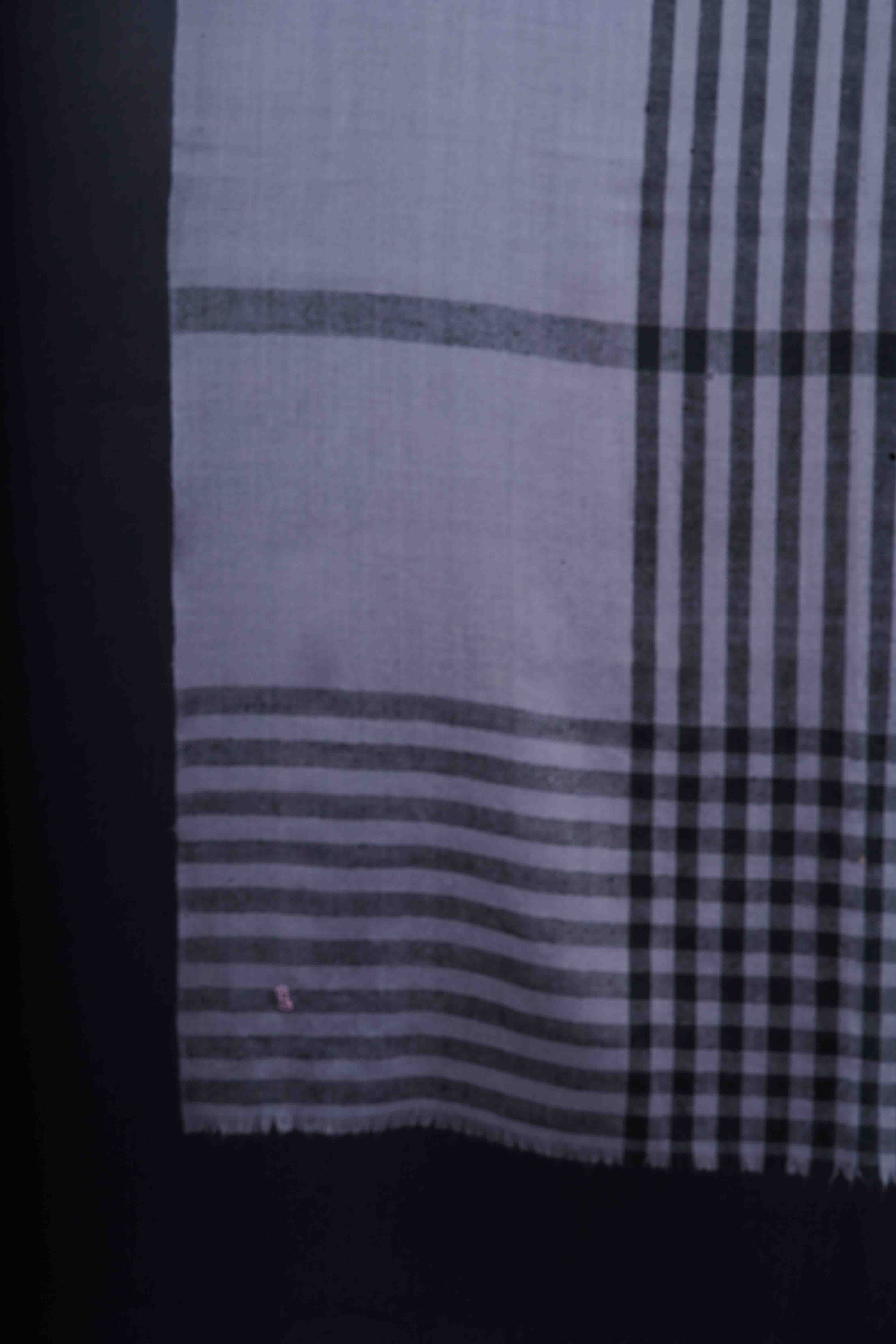 Grey and Black Handwoven Cashmere Pashmina Scarf