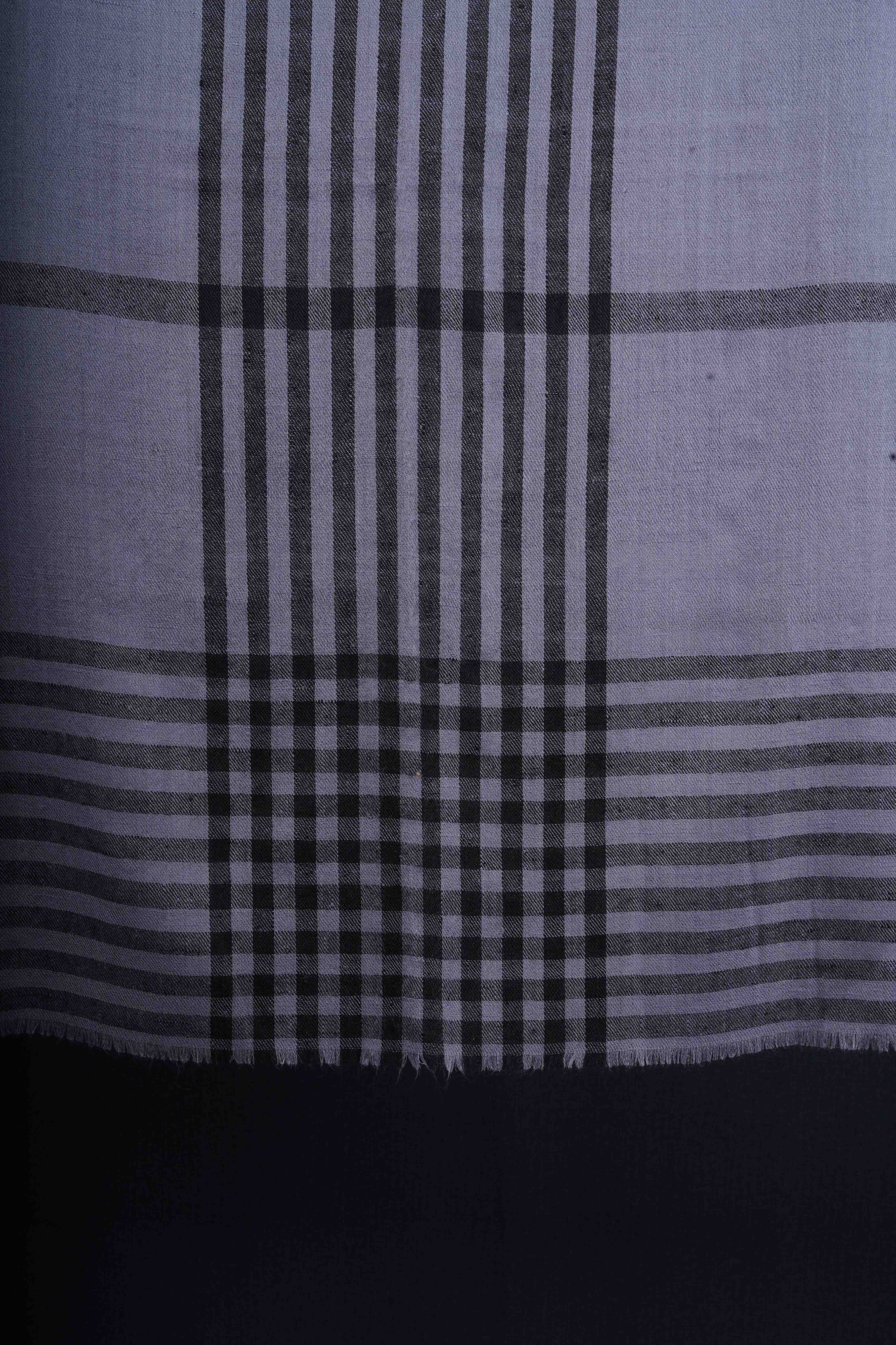 Grey and Black Handwoven Cashmere Pashmina Scarf