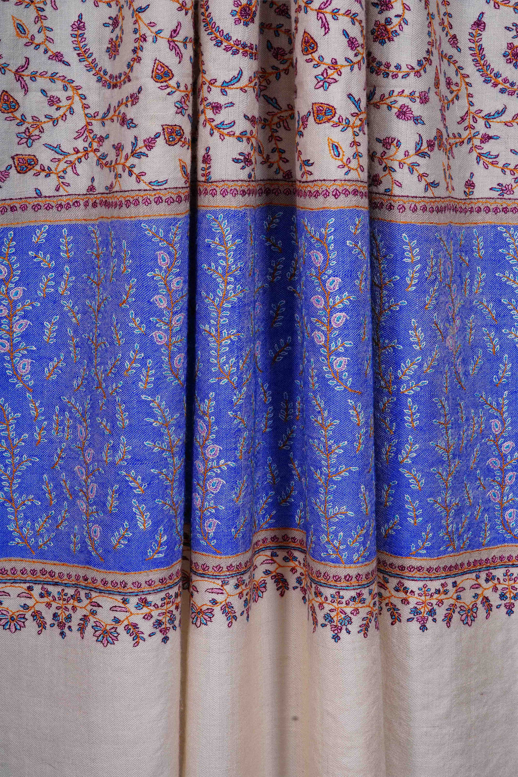 Ivory Base Jamawar Embroidery Pashmina Shawl
