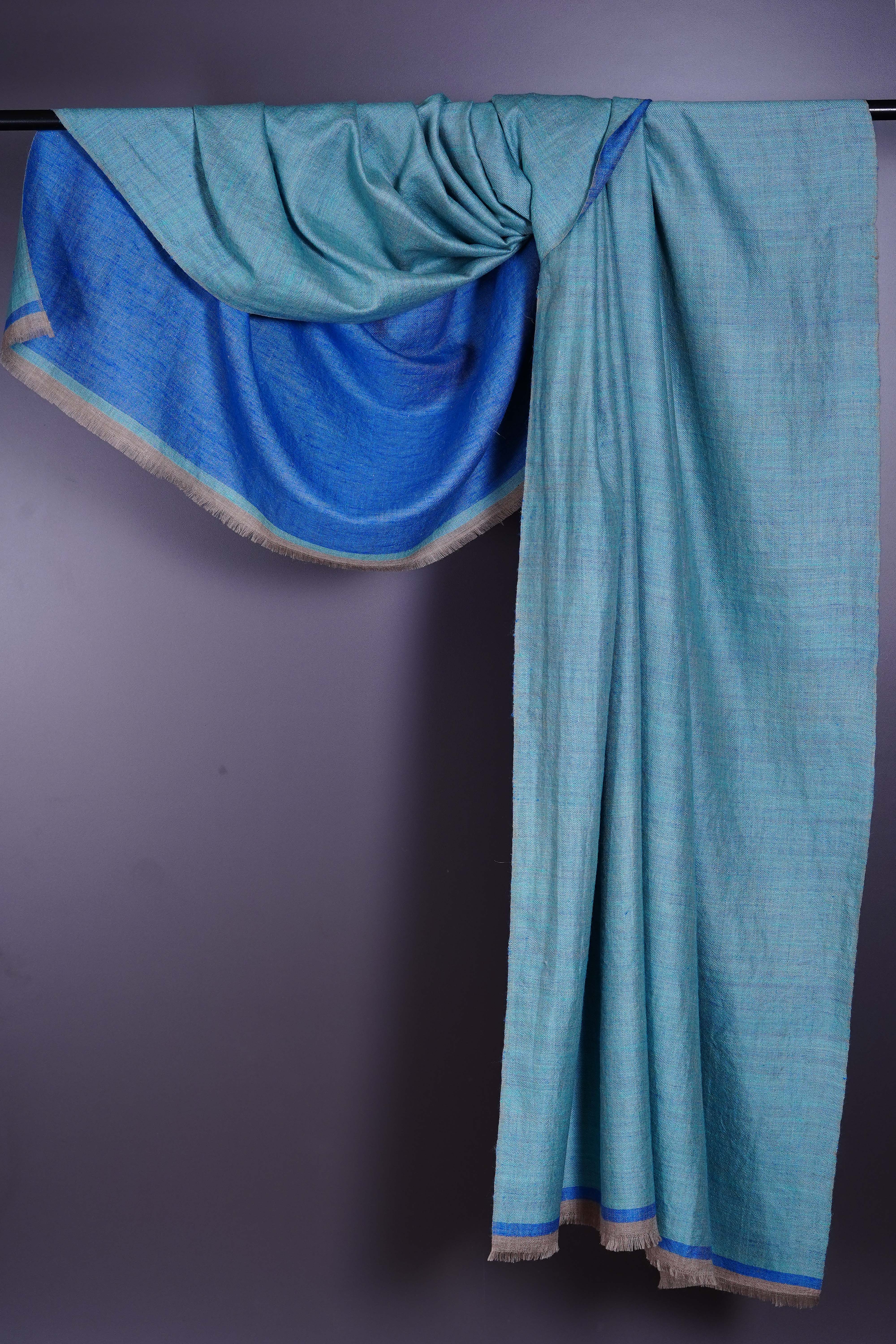 Reversible Turquoise & Blue Cashmere Pashmina Shawl