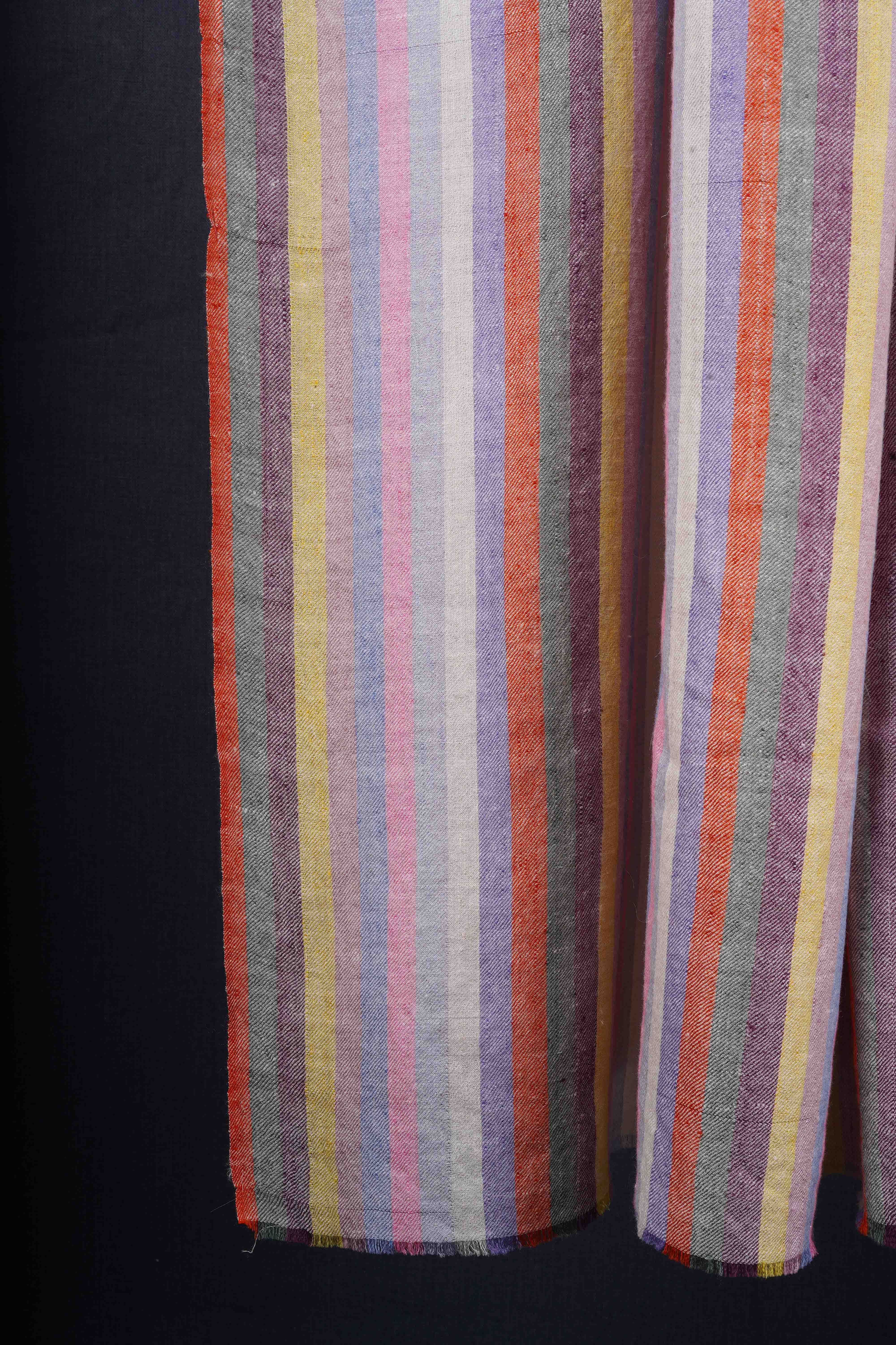 Multi Color Striped Handwoven Cashmere Pashmina Shawl