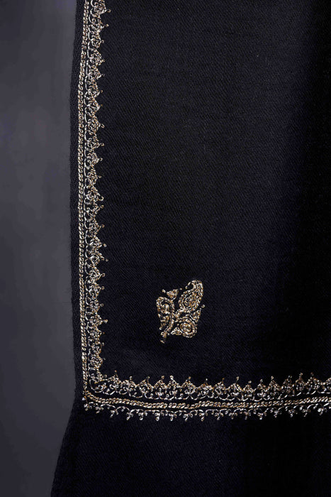 Black Base With Butti Tilla Embroidery Pashmina Shawl