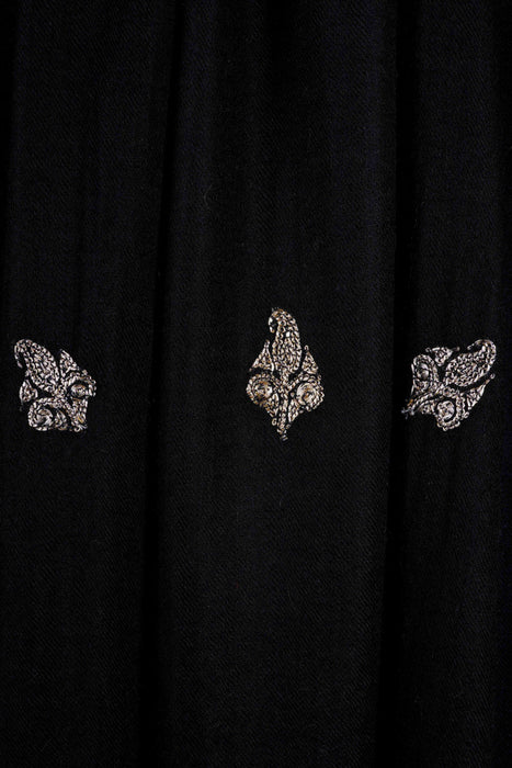 Black Base With Butti Tilla Embroidery Pashmina Shawl