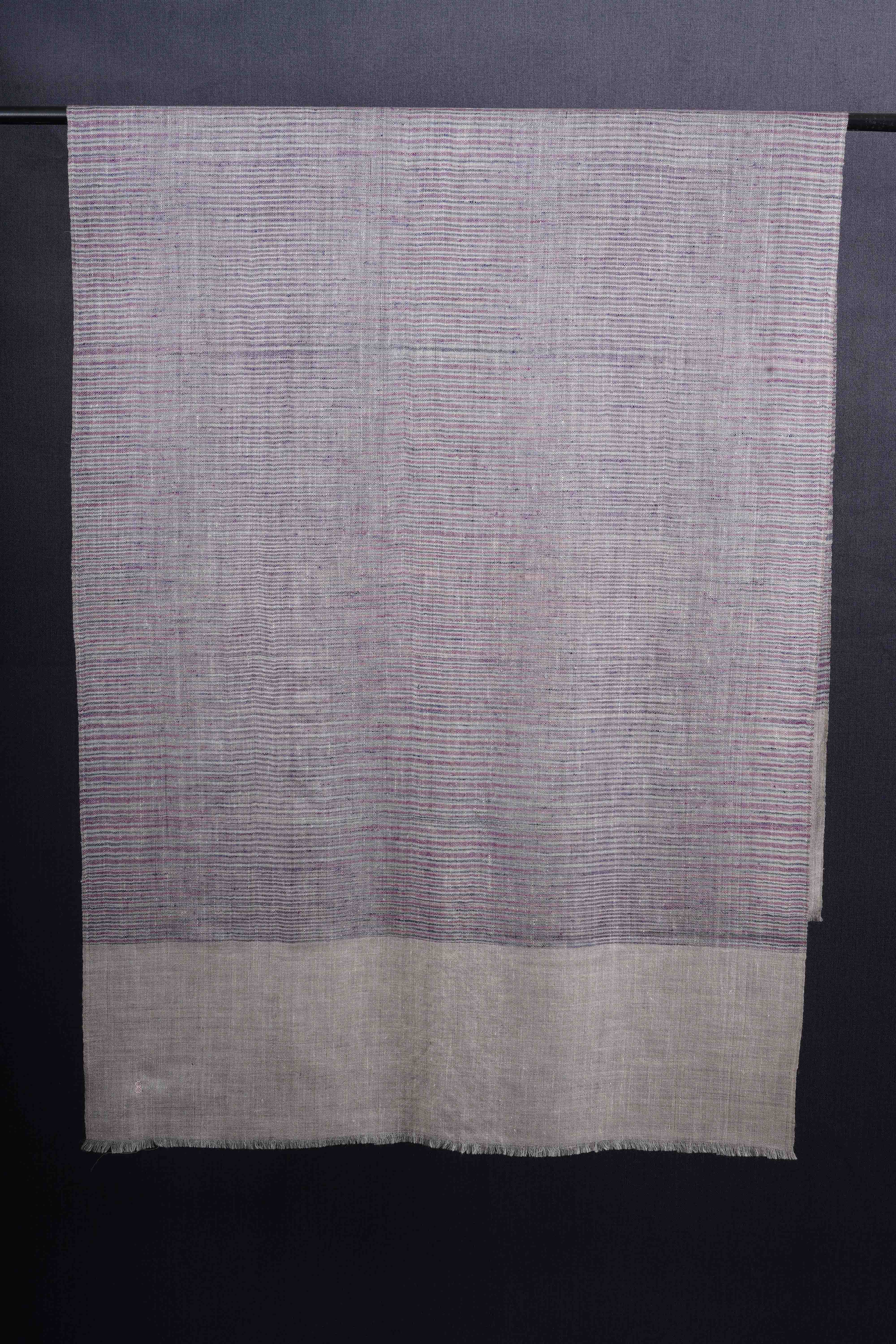 Ivory Base Striped Handwoven Cashmere Pashmina Scarf