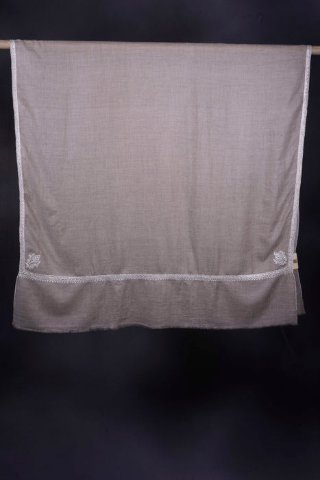 Natural Base With Tilla Small Border Embroidery Pashmina Shawl