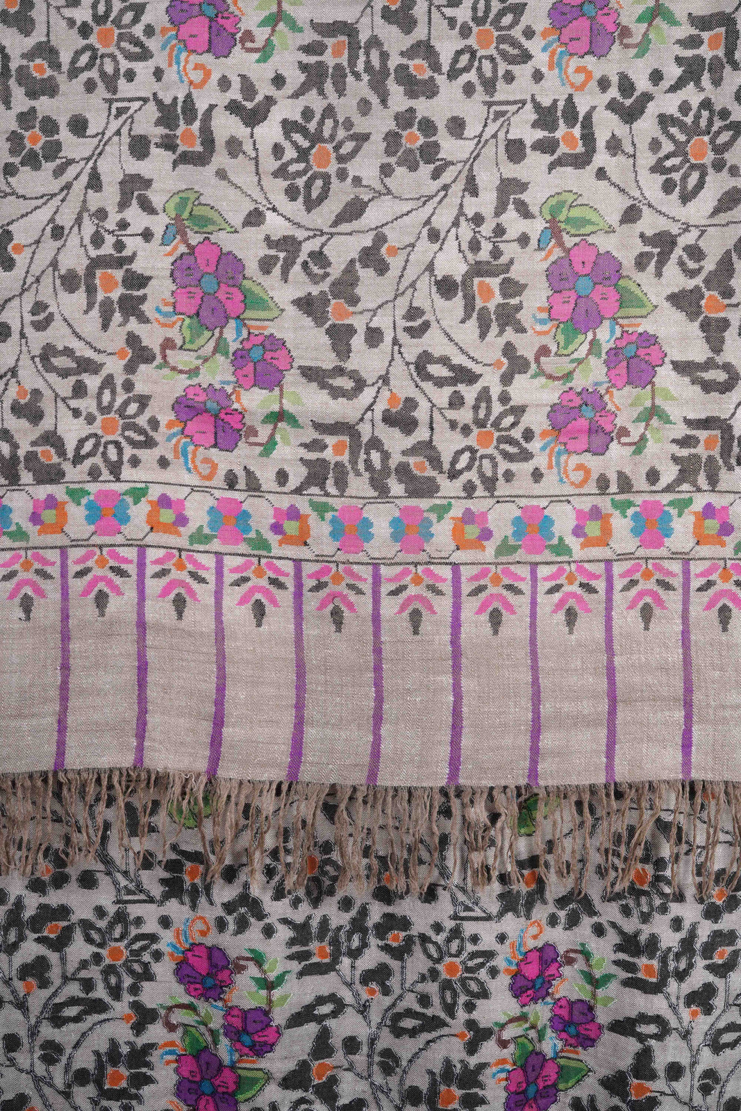 2.5 Yard Natural Base Floral Kani Jamawar Pashmina Shawl