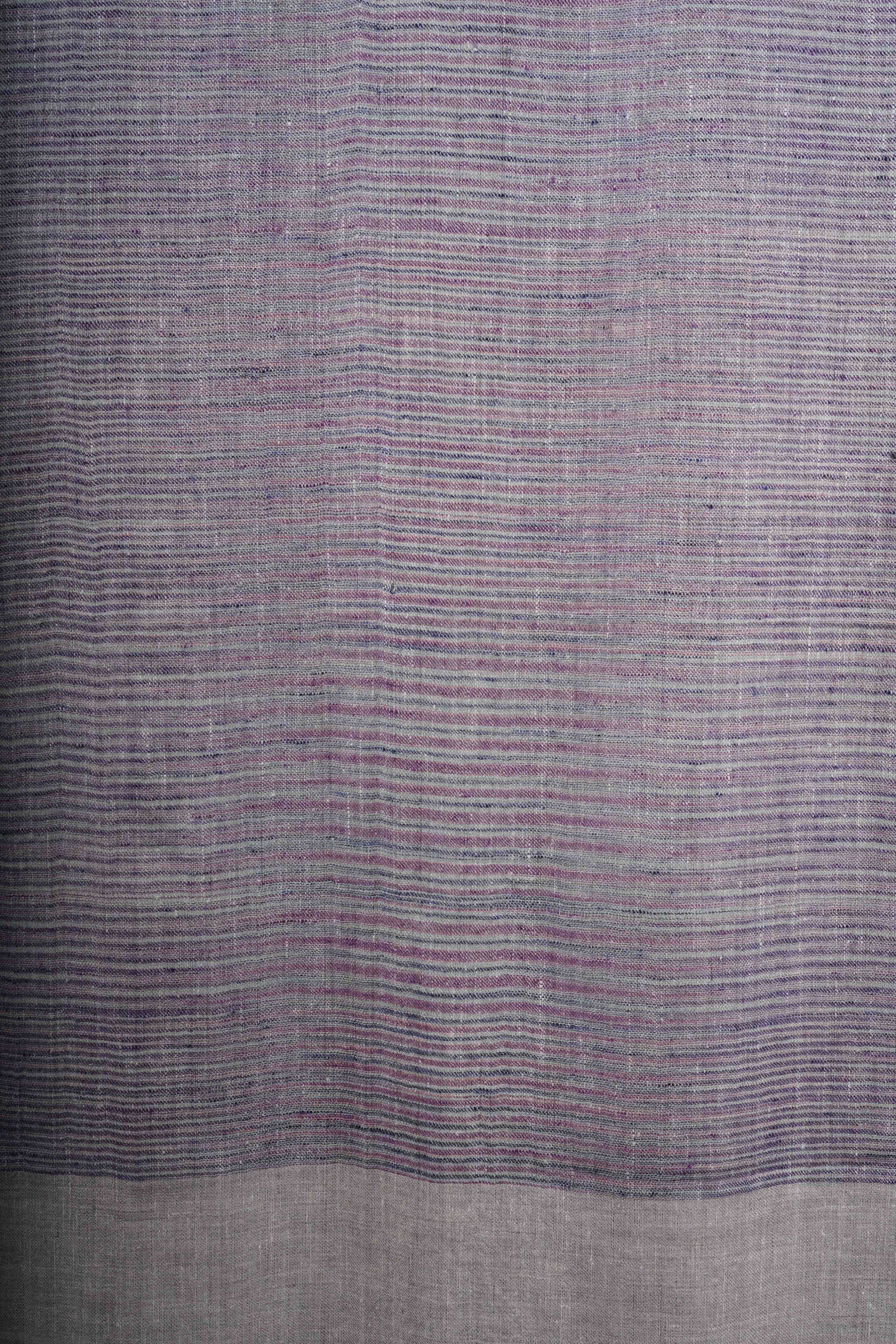 Ivory Base Striped Handwoven Cashmere Pashmina Scarf