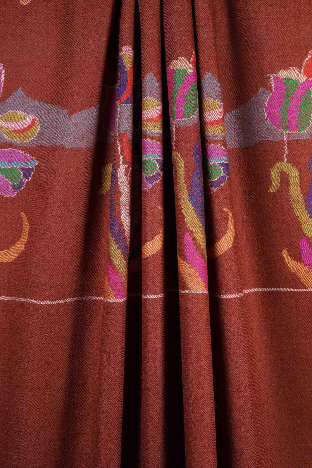 Brick Red Butterfly Kani Jamawar Pashmina Shawl