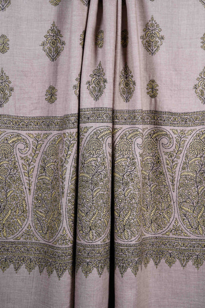 Ivory Base Buteh-dar Embroidery Pashmina Cashmere Shawl