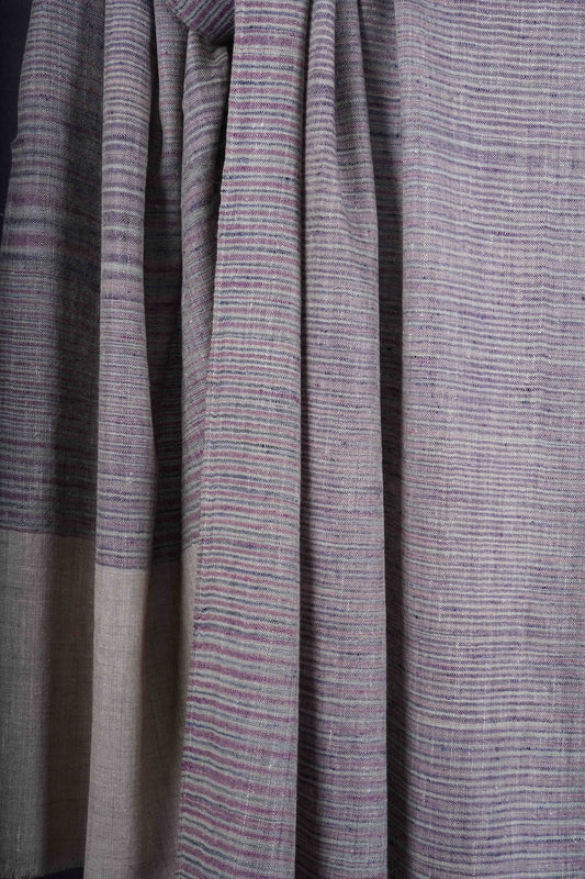 Ivory Base Striped Handwoven Cashmere Pashmina Scarf