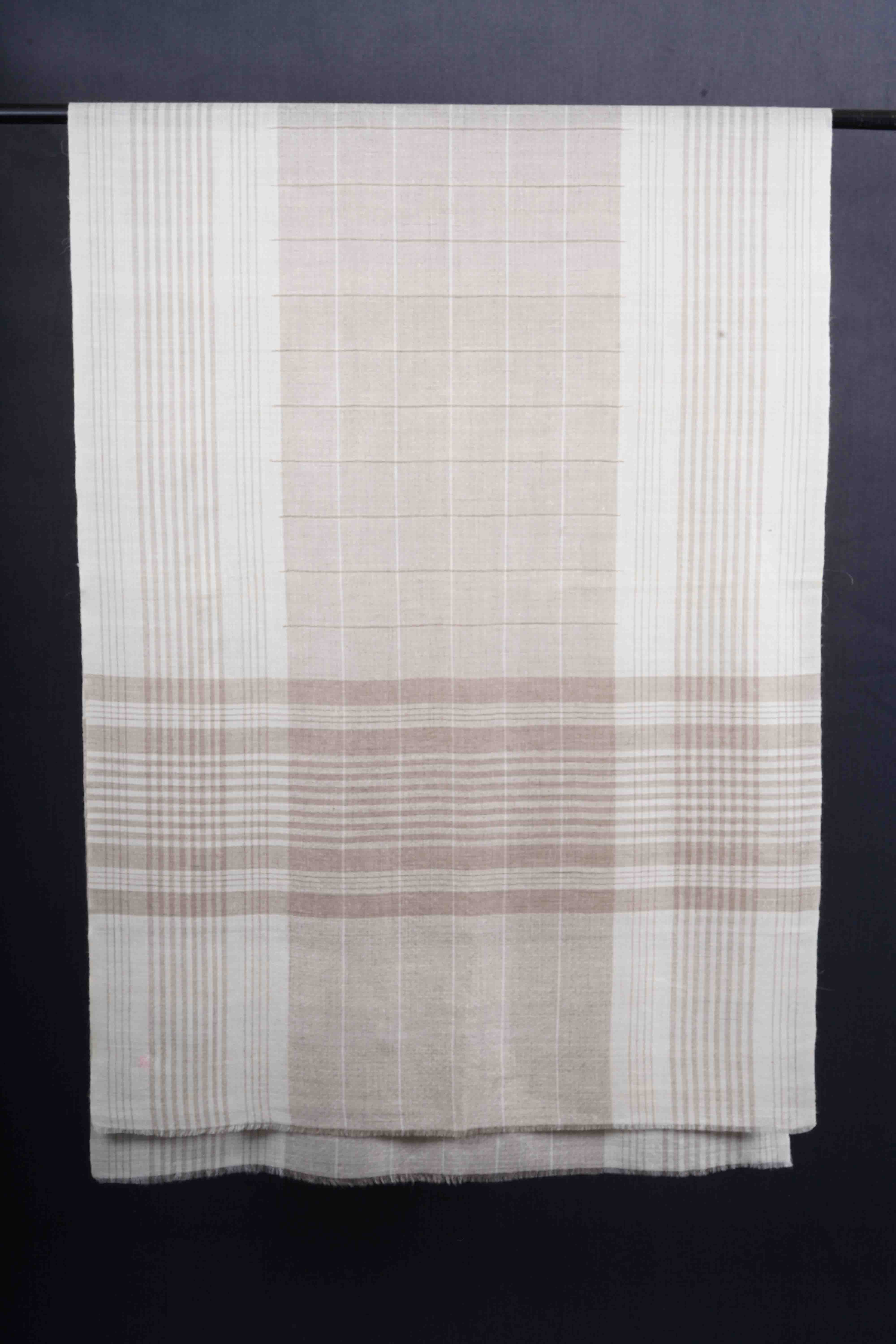 Ivory Base and Natural Base Handwoven Cashmere Pashmina Scarf