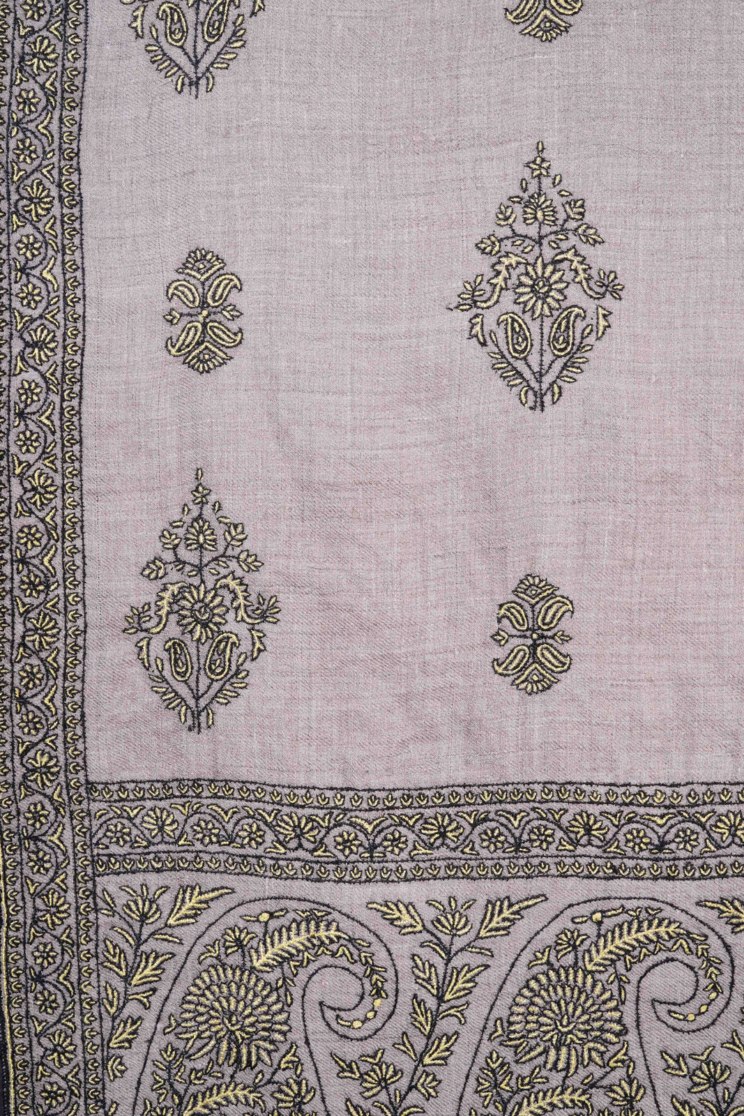 Ivory Base Buteh-dar Embroidery Pashmina Cashmere Shawl