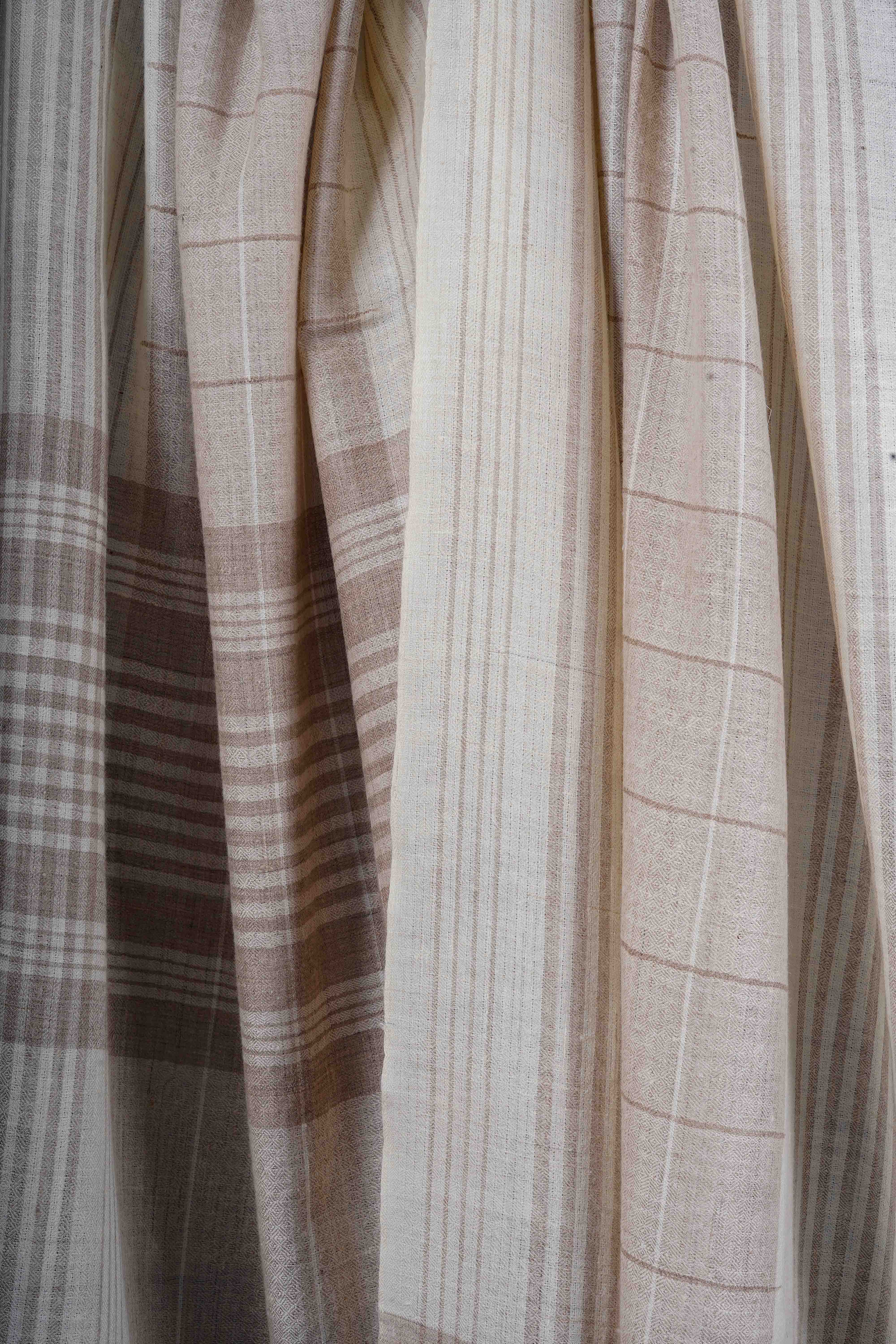 Ivory Base and Natural Base Handwoven Cashmere Pashmina Scarf