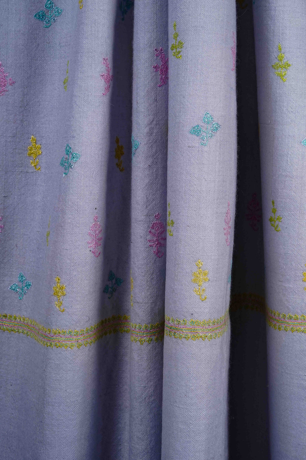 Baby Blue Base Buteh-dar Embroidery Pashmina Cashmere Shawl