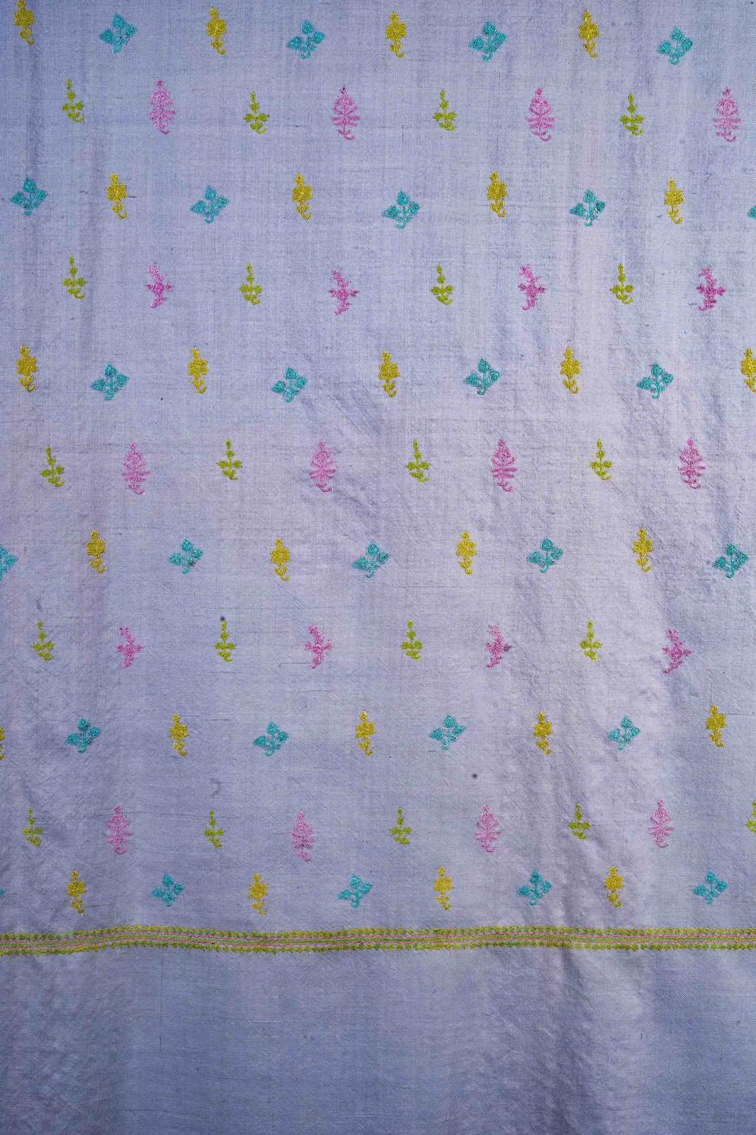 Baby Blue Base Buteh-dar Embroidery Pashmina Cashmere Shawl