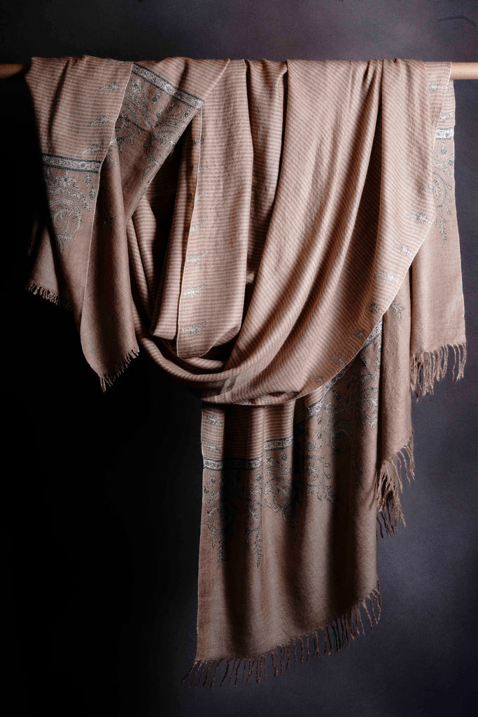 3 Yard Natural Base Pashmina Embroidery Shawl