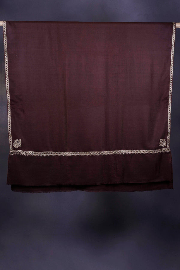 Brown Tilla Embroidery Pashmina Shawl