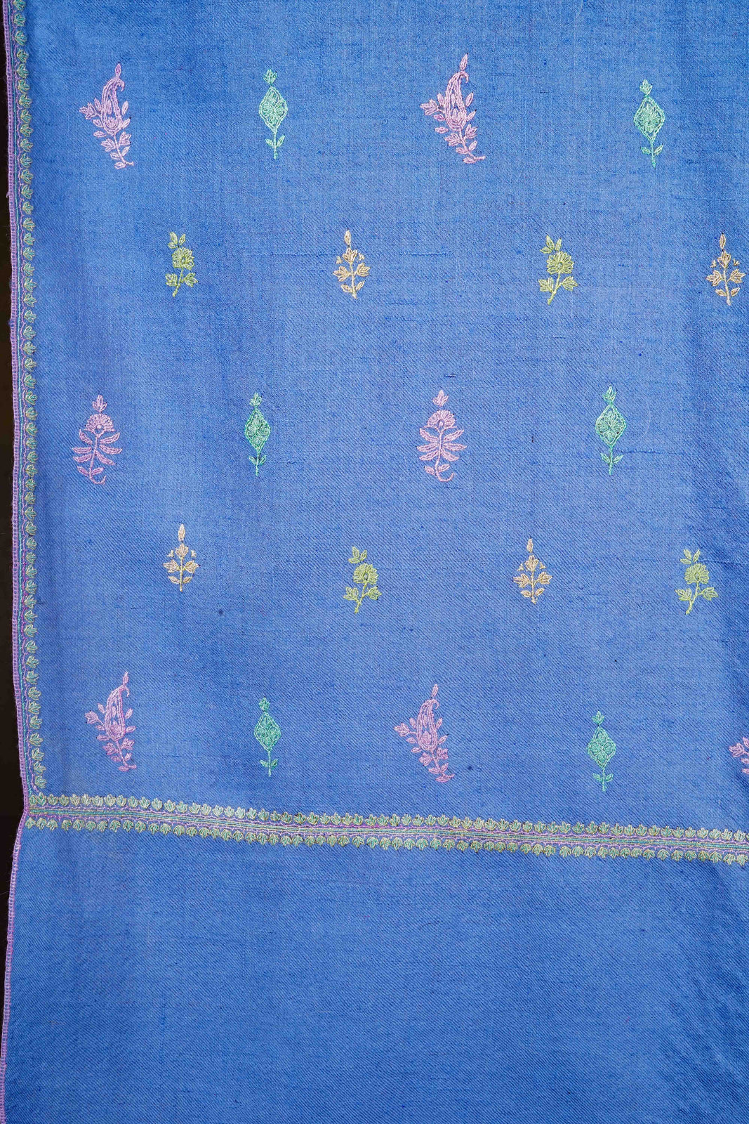 Blue Base Buteh-dar Embroidery Pashmina Cashmere Shawl