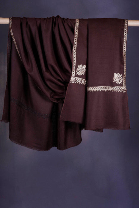 Brown Tilla Embroidery Pashmina Shawl
