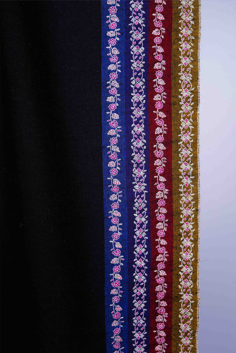 Black base Border Embroidery Cashmere Pashmina Shawl