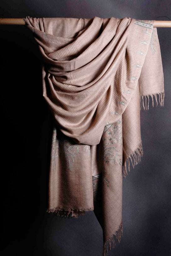 3 Yard Natural Base Pashmina Embroidery Shawl