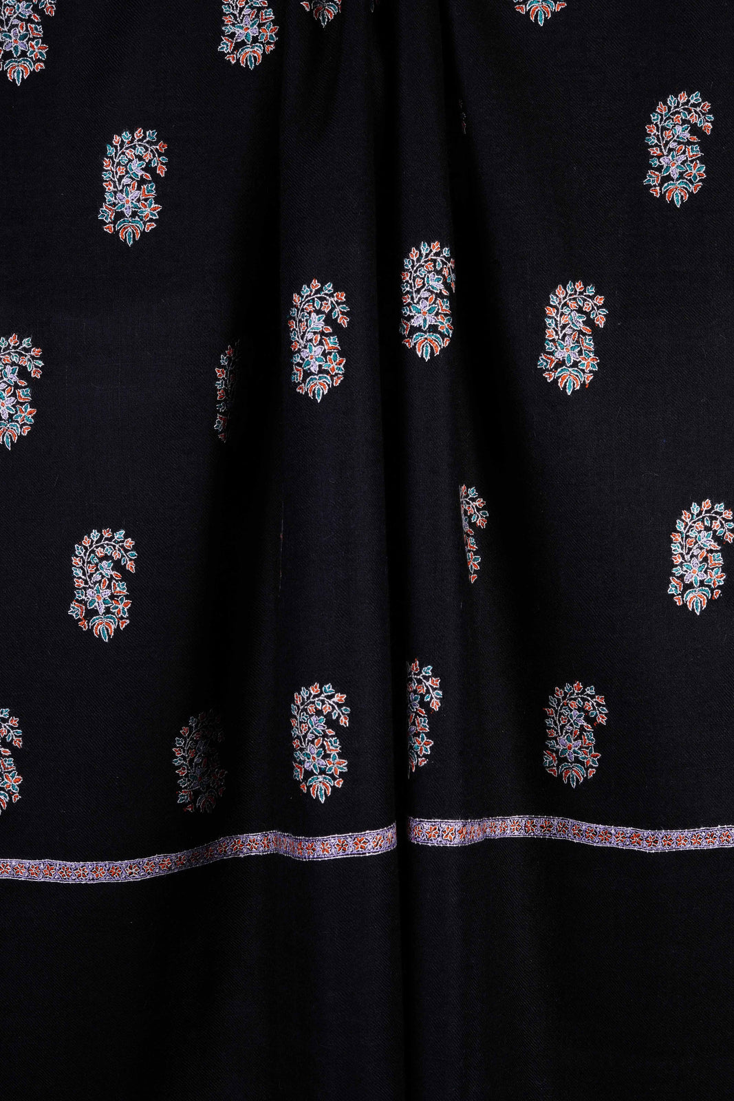 Black Boteh motif Embroidery Cashmere Pashmina Shawl