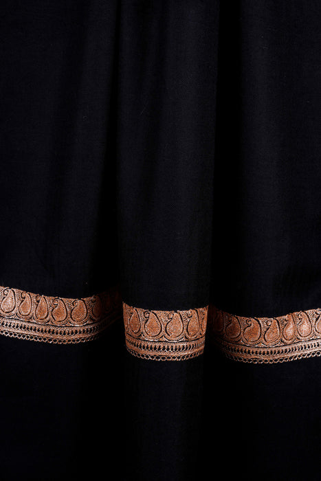 Black Base With Tilla Small Border Embroidery Pashmina Shawl