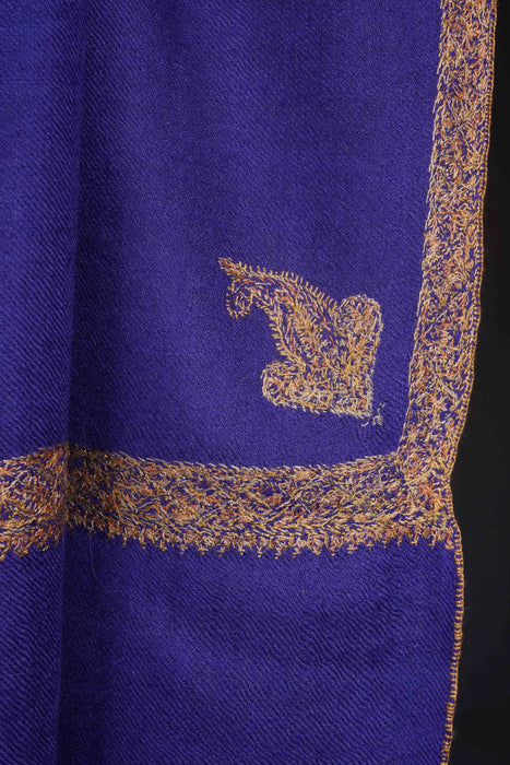 Blue Border Embroidery Pashmina Cashmere Scarf