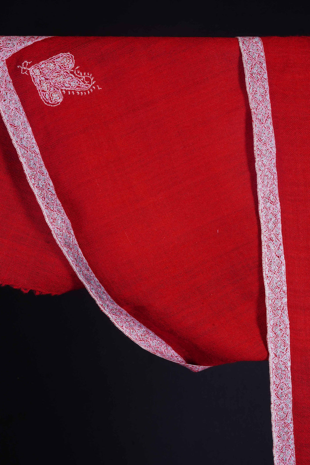 Red Border Embroidery Pashmina Cashmere Scarf
