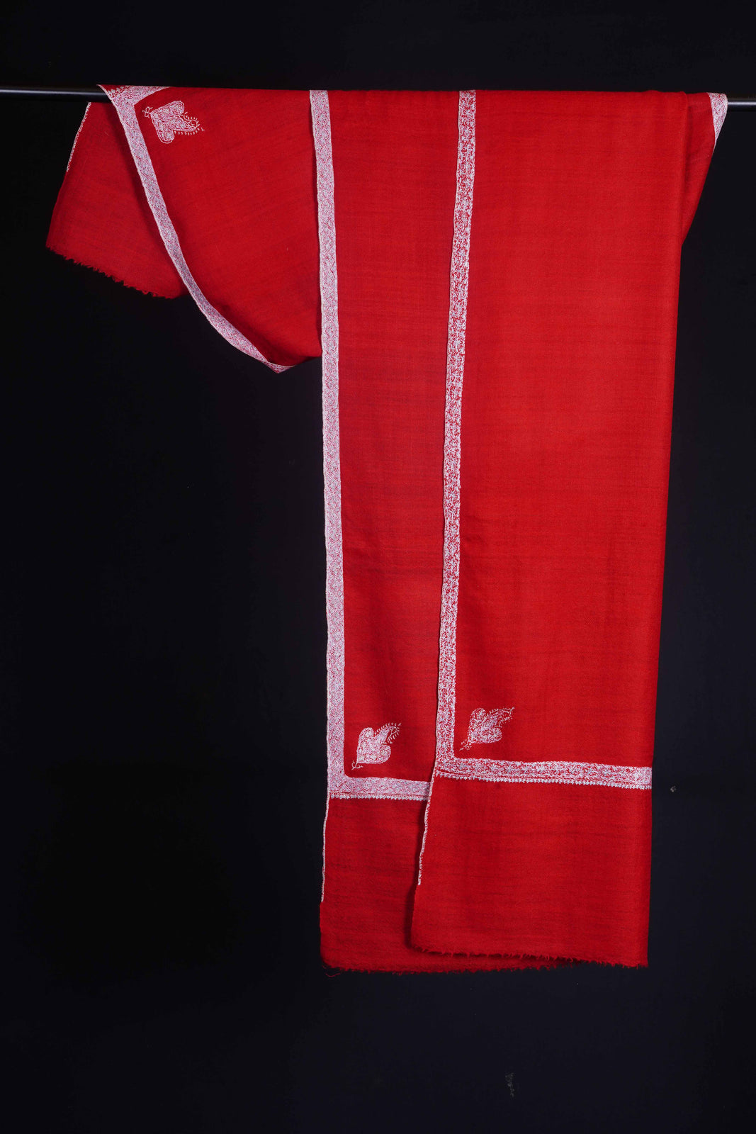 Red Border Embroidery Pashmina Cashmere Scarf