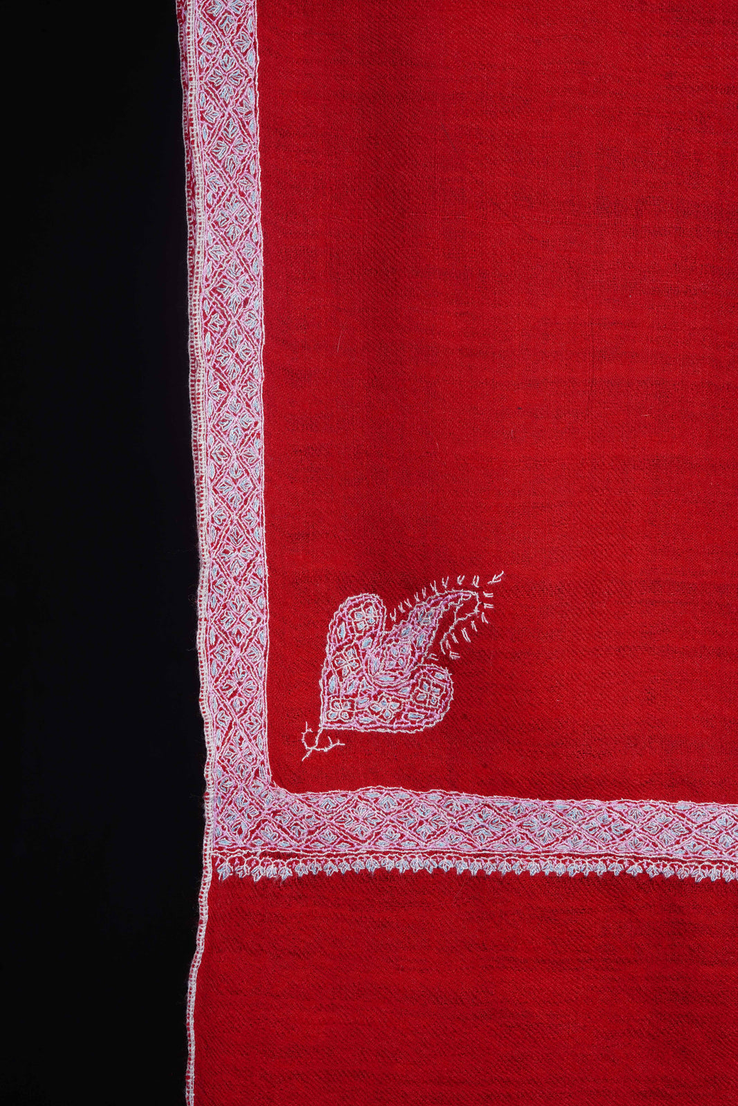 Red Border Embroidery Pashmina Cashmere Scarf