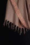 Beige Base with Mustard and Peach Border Embroidery Cashmere Pashmina Shawl