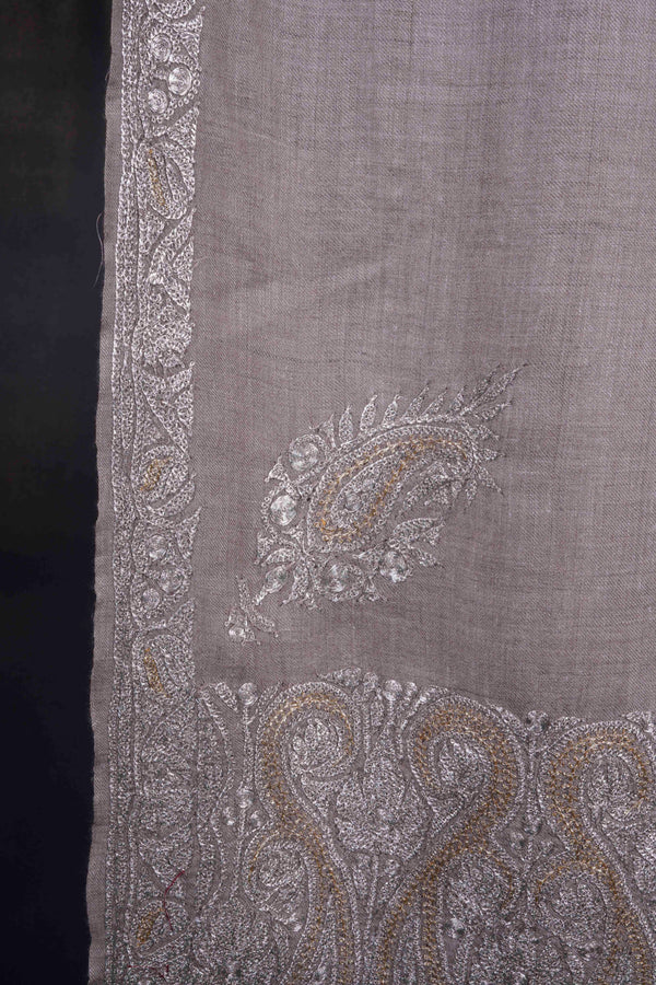 3 Yard Natural Tilla Embroidery Pashmina Shawl